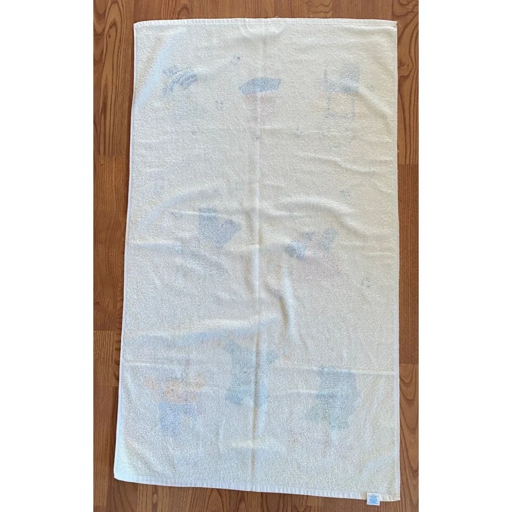 Springmaid Towel Rabbit Pattern Musical Fun Cotton Retro Colorful Decorative USA